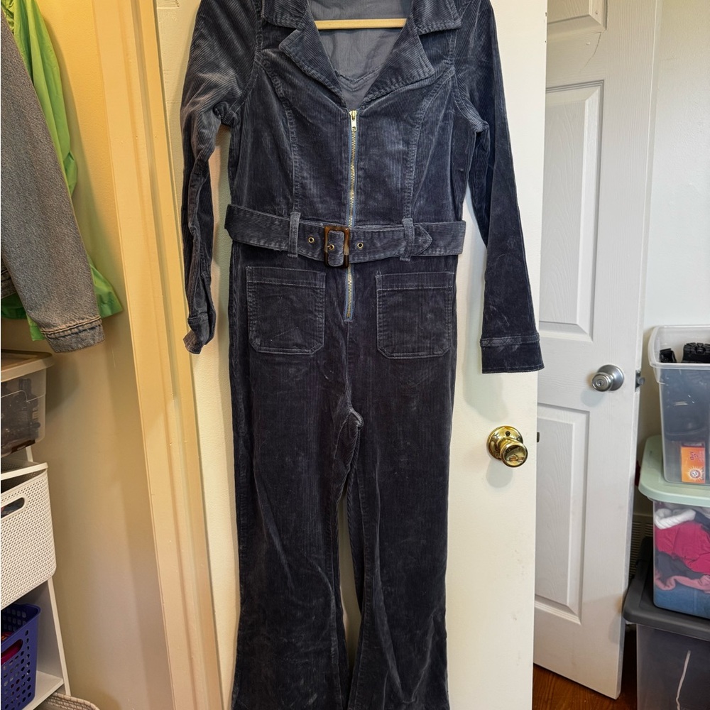 Show Me Your MuMu Navy Velvet Jumpsuit